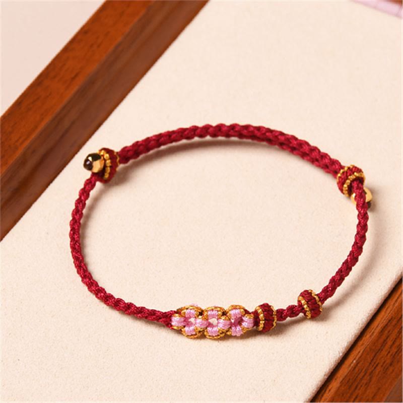 KarmaRipple's Handmade Peach Blossom Protection Woven Rope Bracelet p1