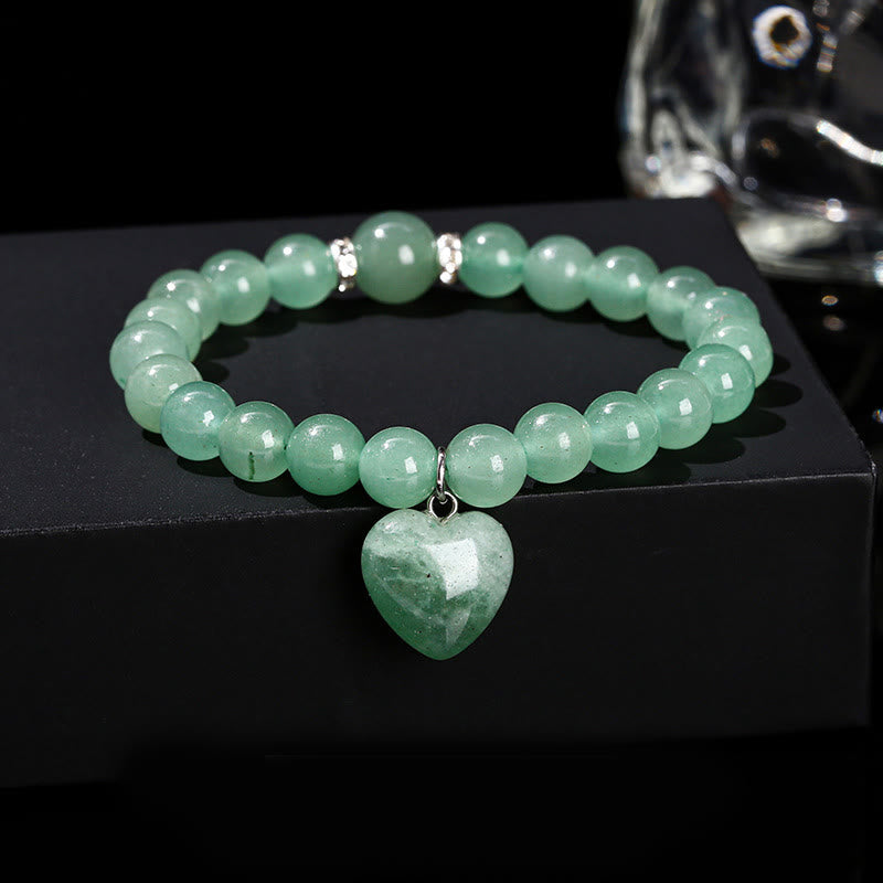 KarmaRipple's Various Gemstone Green Aventurine Love Heart Balance Bracelet p1