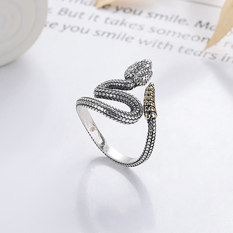 KarmaRipple's 925 Sterling Silver Year Of The Snake Calm Balance Adjustable Ring p1