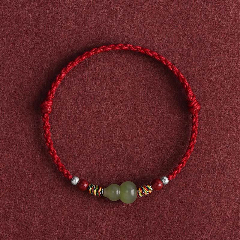 KarmaRipple's Authentic Hetian Jade Gourd Protection Fortune Woven Bracelet Anklet p1