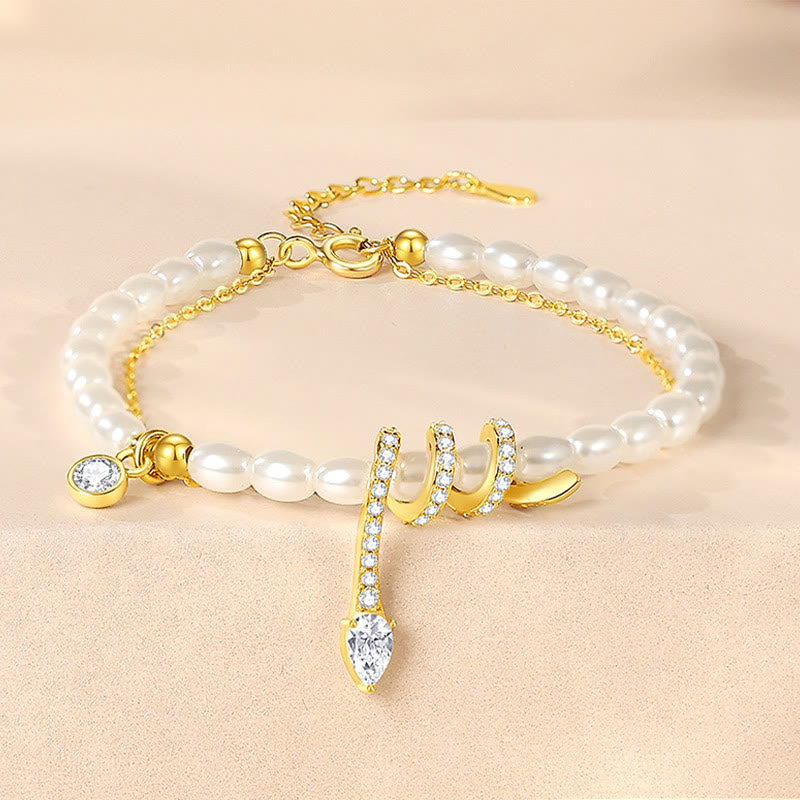 KarmaRipple's 925 Sterling Silver Year Of The Snake Pearl Bracelet Pendant Necklace p1