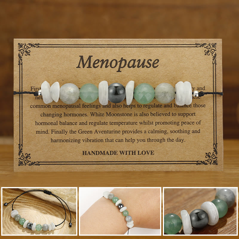 KarmaRipple's Menopause Labradorite Green Aventurine Ivory Moonstone Balancing Bracelet p1