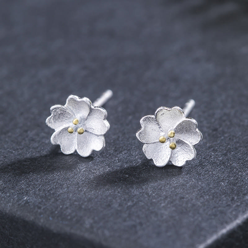 KarmaRipple's 925 Sterling Silver Cherry Blossoms Floral Calm Stud Earrings p1