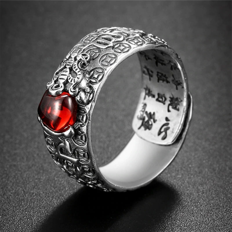 KarmaRipple's FengShui PiXiu Red Garnet Wealth Ring p1