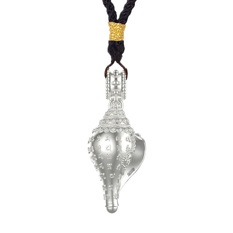 KarmaRipple's 999 Sterling Silver Shankha Conch Shell Seashell Fortunate Pendant Necklace p1