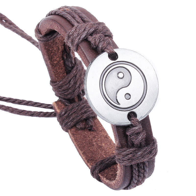 KarmaRipple's Retro Yin Yang Leather Balance String Bracelet p1