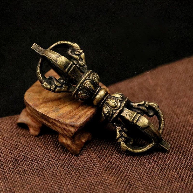 KarmaRipple's Handmade Nepal Five Prong Three Prong Vajra Dorje Strength Bronze Decoration p1
