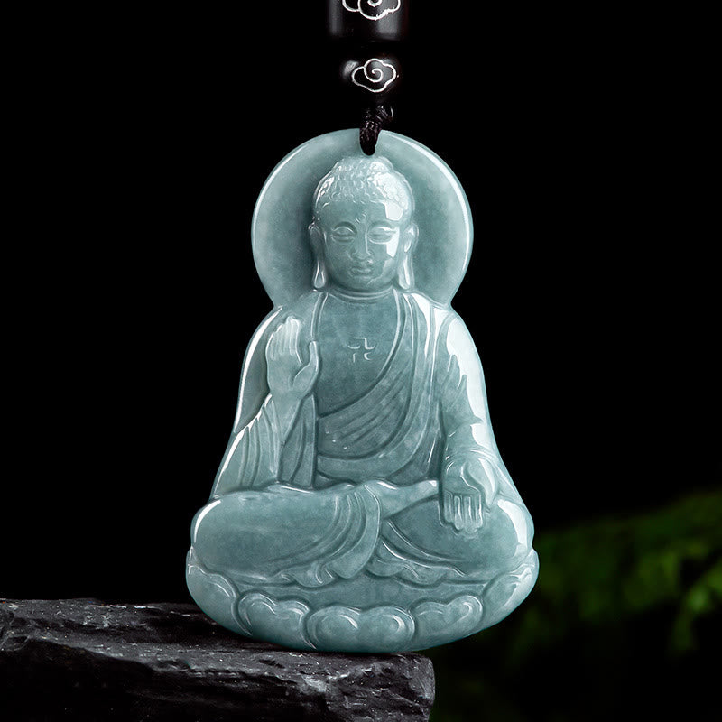 KarmaRipple's Amitabha Buddha Authentic Jade Lotus Amulet Compassion String Pendant Necklace p1