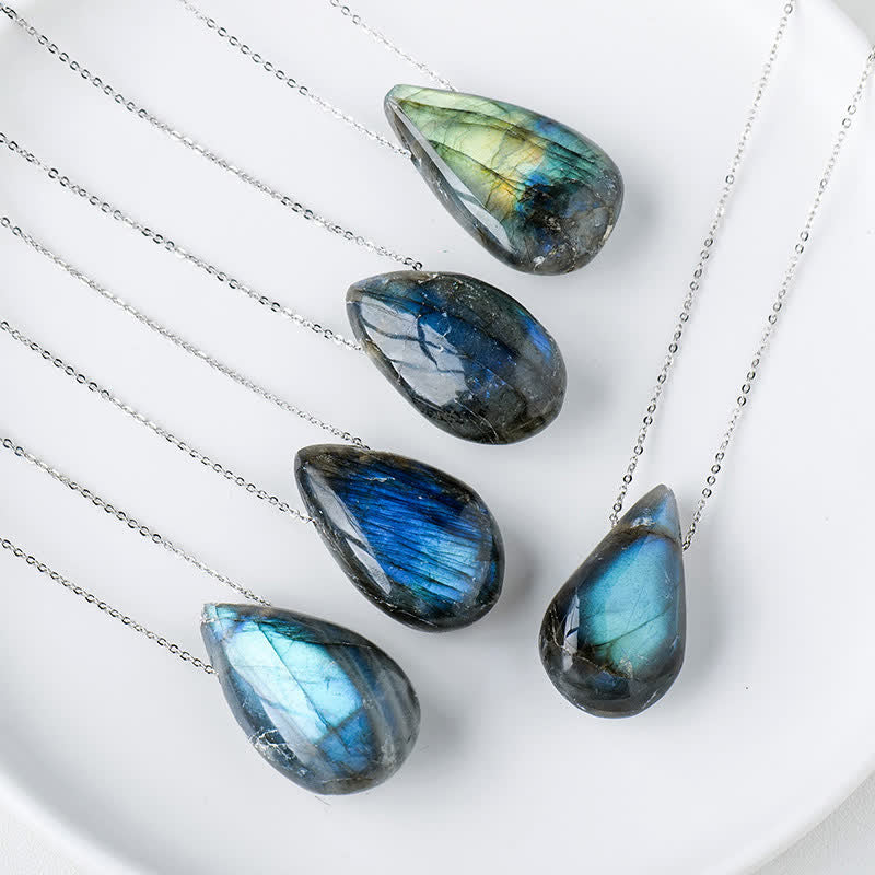 KarmaRipple's Labradorite Water Drop Support Balancing Pendant Necklace p1