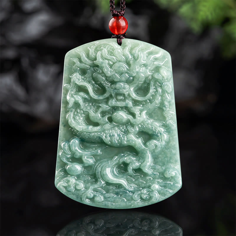 KarmaRipple's Authentic Jade Chinese Zodiac Dragon Sea Fortune String Pendant Necklace p1
