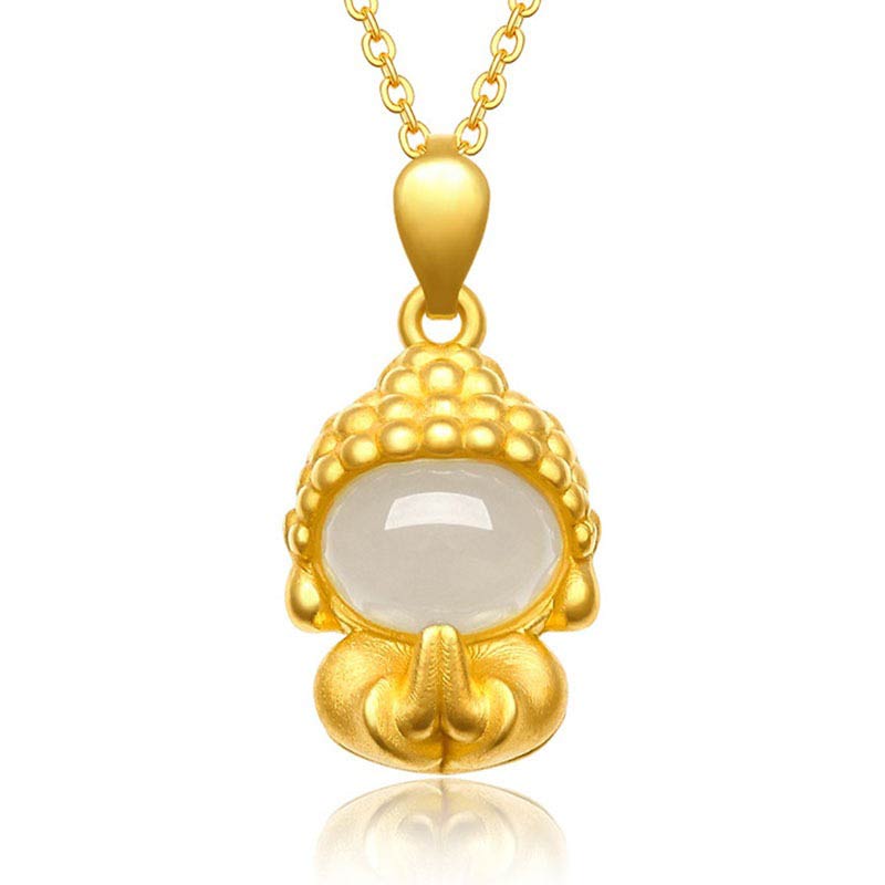 KarmaRipple's Ivory Jade Buddha Success Necklace Pendant p1