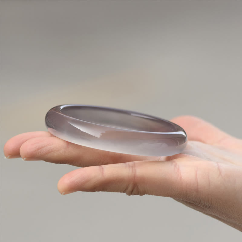KarmaRipple's Authentic Gray Chalcedony Balance Bangle Bracelet p1