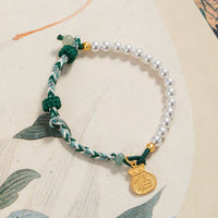 Bracelet en argent sterling 925 avec symbole Fu et perle de jade Hetian de KarmaRipple
