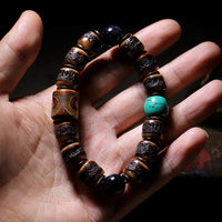 Bracelet tibétain en os de yak Dzi turquoise de KarmaRipple pour éloigner les mauvais esprits