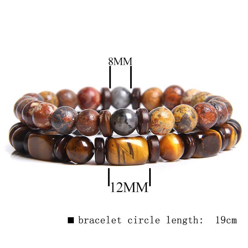 KarmaRipple's 2PCS Balancing Gemstone Emperor Stone Tiger Eye Bead Bracelet p21