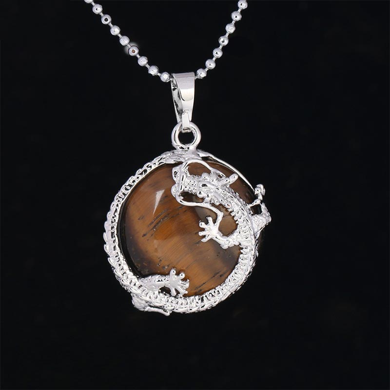 KarmaRipple's Chinese Dragon Authentic Quartz Gemstone Balancing Energy Pendant Necklace p11