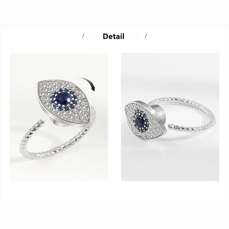 KarmaRipple's 925 Sterling Silver Evil Eye Protection Blessing Rotatable Ring p8