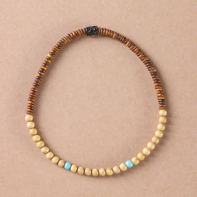 KarmaRipple's Sandalwood Small Leaf Red Sandalwood Thuja Sutchuenensis Boxwood Turquoise Protection Double Wrap Bracelet p4