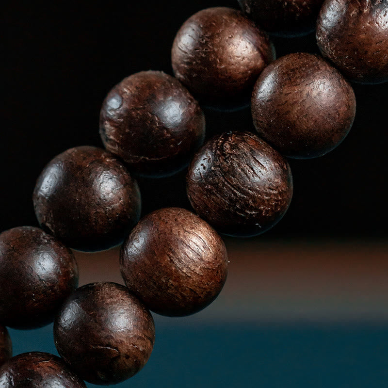 KarmaRipple's 108 Mala Beadwork Kalimantan Agarwood Laughing Buddha Peace Buckle Red Agate Jade Strength Bracelet p6