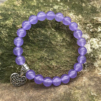 Bracelet extensible en pierres précieuses authentiques de KarmaRipple, talisman porte-bonheur en forme de cœur
