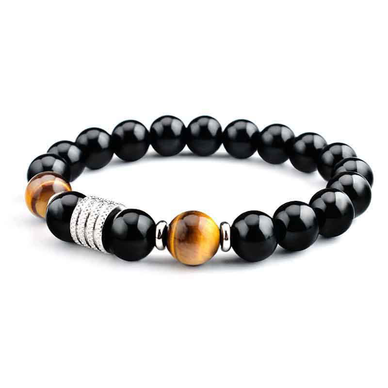 KarmaRipple's Authentic Black Obsidian Tiger Eye Strength Fulfillment Bracelet p1