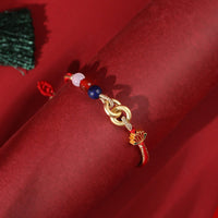 Bracelet de bon augure Lotus en argent sterling 925 avec double boucle de paix de KarmaRipple