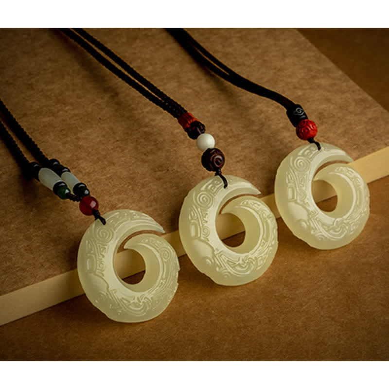 KarmaRipple's Peace Buckle Jade Small Leaf Red Sandalwood Cinnabar Agate Fortune Pendant Necklace p17