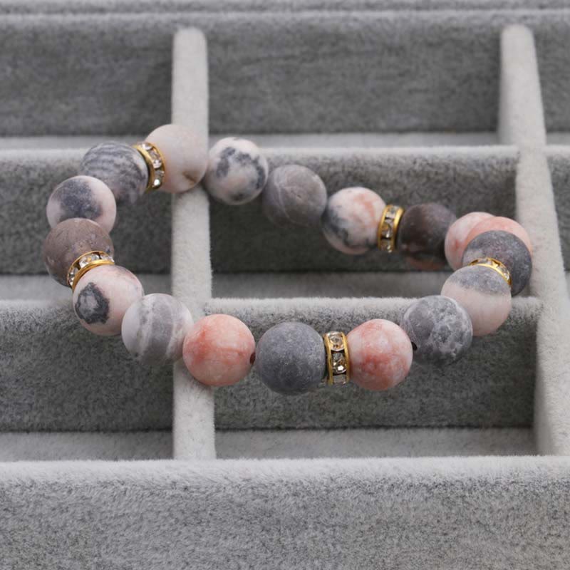 KarmaRipple's Anxiety Stress Balancing Gemstone Zebra Jasper Bead Bracelet p6