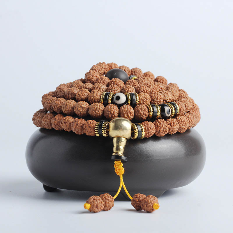 KarmaRipple's 108 Mala Beadwork Rudraksha Bodhi Seed Dzi Bead Fortune Wealth Bracelet p15