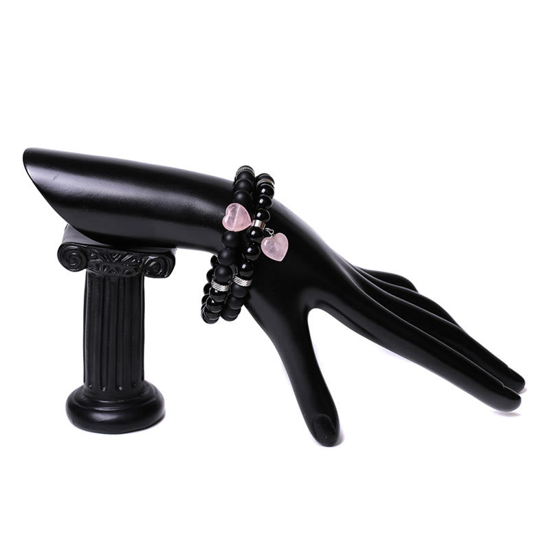 KarmaRipple's 2Pcs Black Onyx Gemstone Stone Love Heart Protection Support Pair Bracelet p15