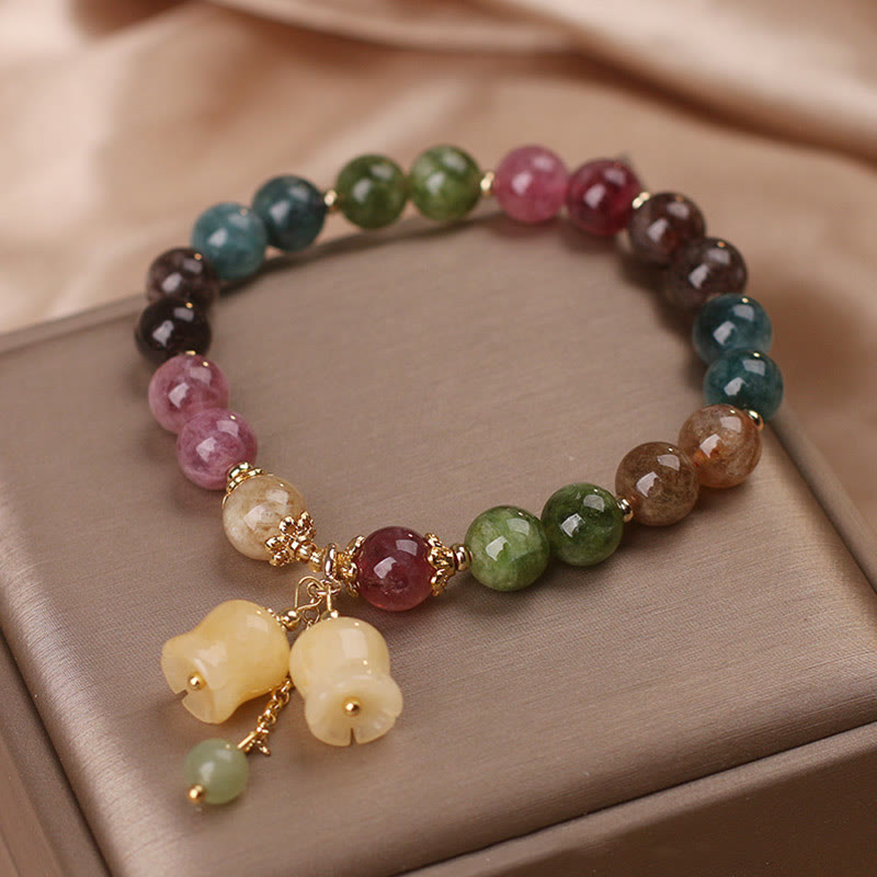 KarmaRipple's Authentic Colorful Tourmaline Flower Bead Love Bracelet p4