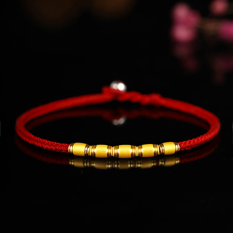 KarmaRipple's 999 Gold Fortunate Bead Eight Thread Peace Weave Red Rope Bracelet p46