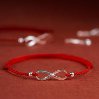 Bracelet de cheville en argent sterling 925 à tissage infini, protection et fortune, fil rouge, de KarmaRipple 