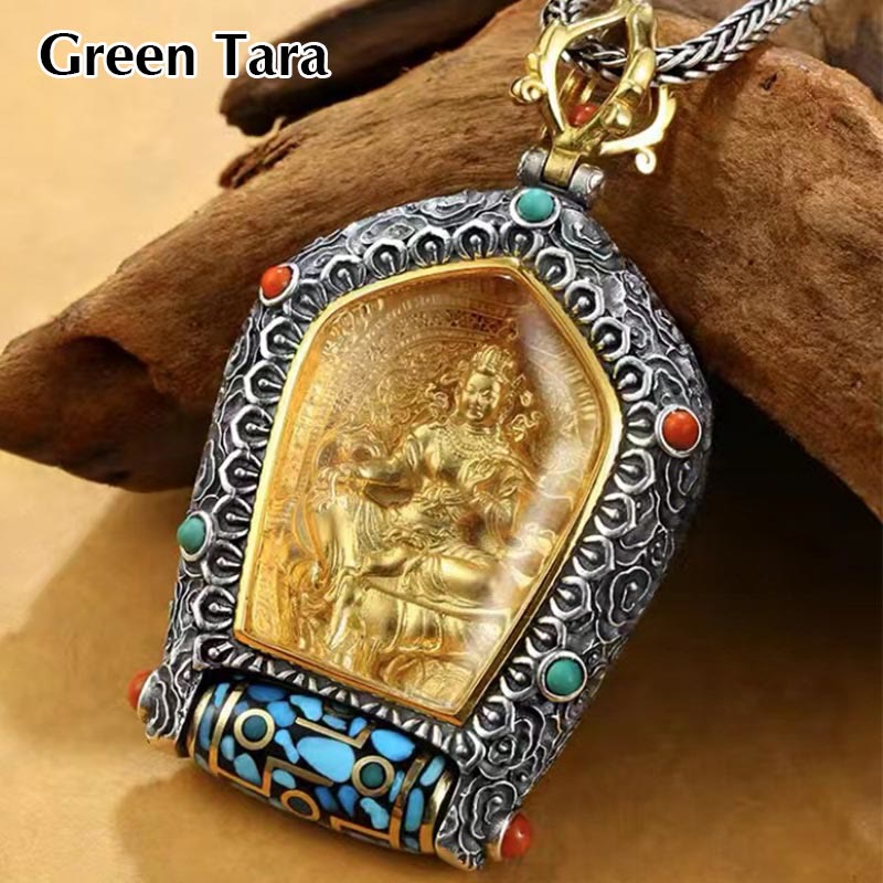 KarmaRipple's Tibet Chinese Zodiac Natal Buddha Thangka Prosperity Rotatable Dzi Bead Pendant Necklace p10