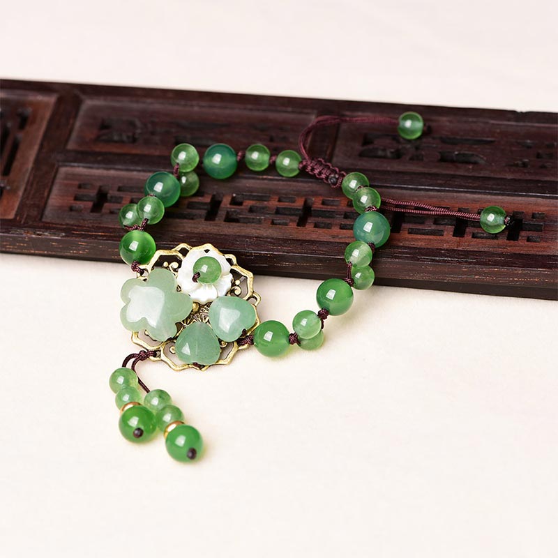 KarmaRipple's Authentic Green Jade Fortune Dangling Flower Bracelet p15