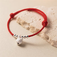 Bracelet tissé rouge sculpté à la main en argent sterling 925 de KarmaRipple, Année du Dragon