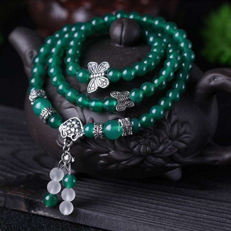 KarmaRipple's Authentic Green Agate Butterfly Support Bracelet p1
