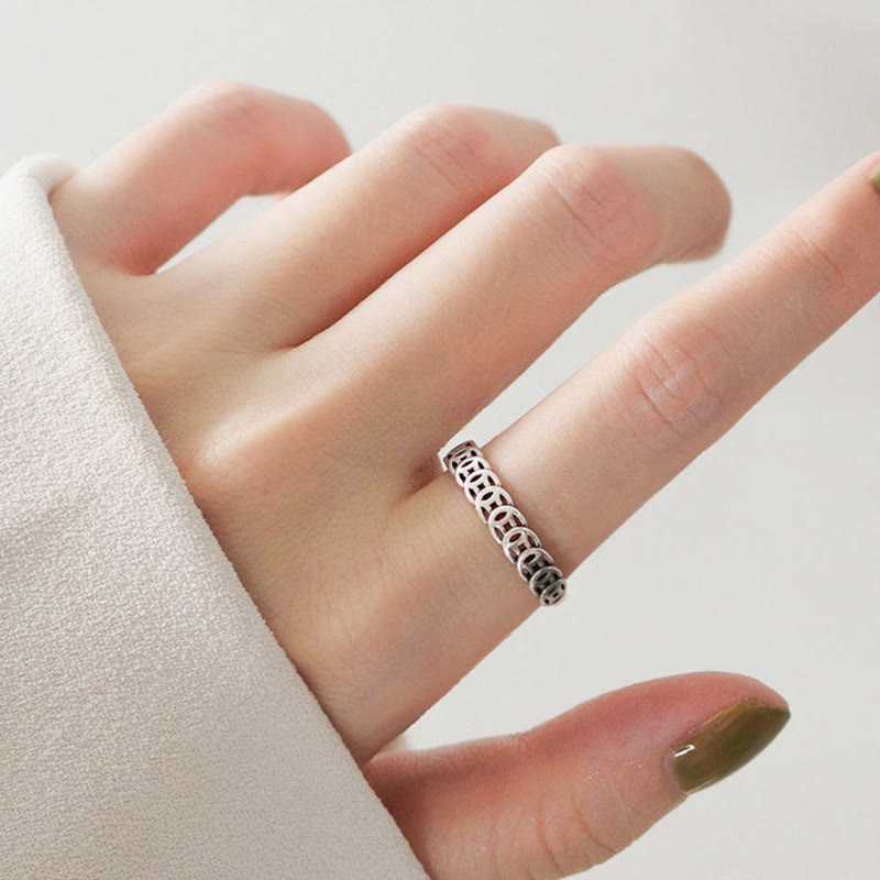 KarmaRipple's Vintage Bronze Coin Design Fortune Adjustable Ring p7