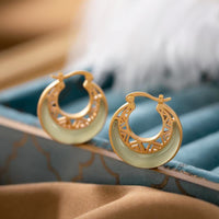 Boucles d'oreilles pendantes en jade croissant de lune de KarmaRipple