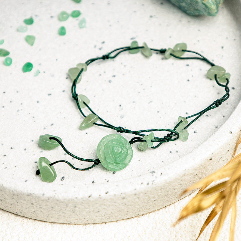 KarmaRipple's Amethyst Pink Gemstone Green Aventurine Rose Inner Peace Balancing Anklet p16