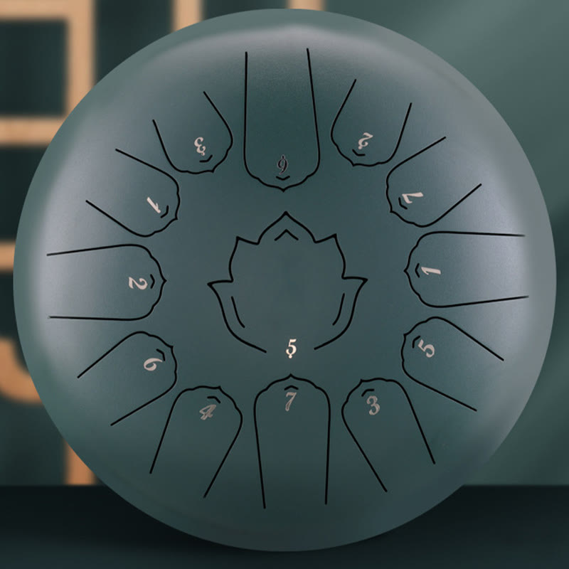 KarmaRipple's Steel Tongue Drum Sound Balancing Mindfulness Lotus Pattern Yoga Drum Kit 13 Note 12 Inch Percussion Instrument p20