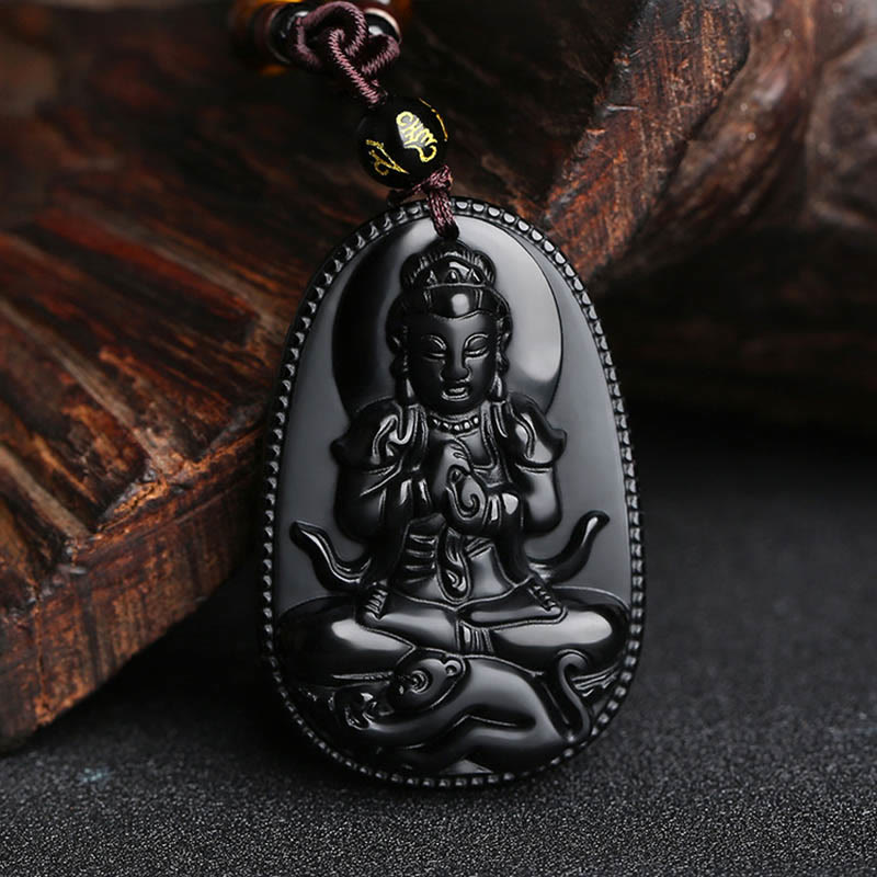 KarmaRipple's Chinese Zodiac Natal Buddha Authentic Black Obsidian Purification Pendant Necklace p10