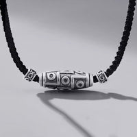 Collier avec pendentif en corde de protection en argent sterling 999, motif de perles Dzi à neuf yeux de KarmaRipple