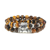 Bracelet de protection Bouddha en agate et pierres précieuses authentiques de KarmaRipple, 2 pièces