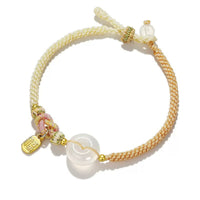 Bracelet en fil tissé fait main en agate ivoire avec boucle de paix, protection, bonheur et fortune de KarmaRipple