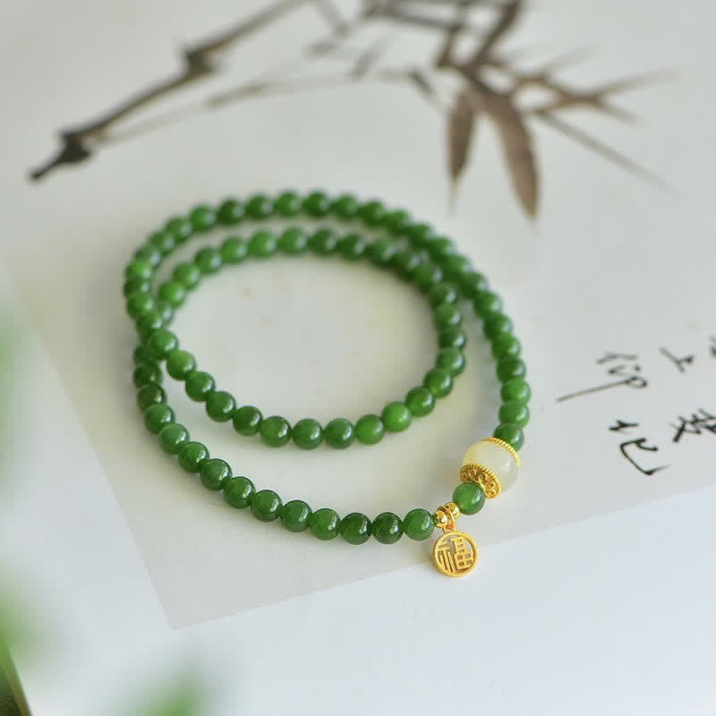 KarmaRipple's Hetian Cyan Jade Happiness Blessing Bracelet p3