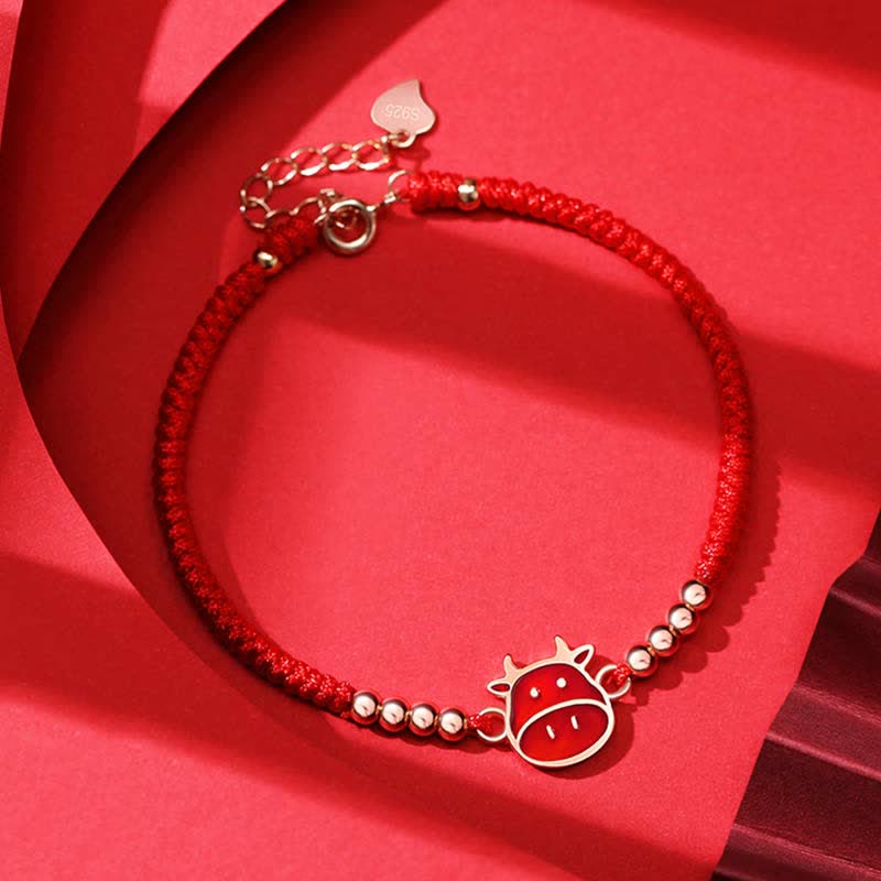 KarmaRipple's 925 Sterling Silver Chinese Zodiac Fortune Faith Discolor Red String Bracelet p2
