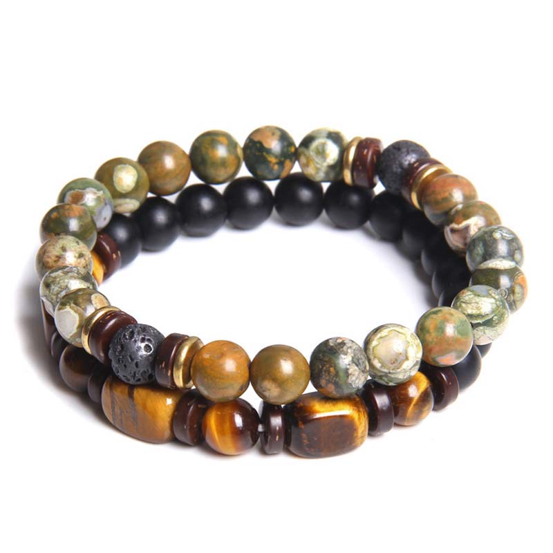 KarmaRipple's 2PCS Balancing Gemstone Emperor Stone Tiger Eye Bead Bracelet p13