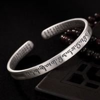 Bracelet de protection en argent sterling 999 avec six mots authentiques, symbole du Sutra du cœur, de KarmaRipple