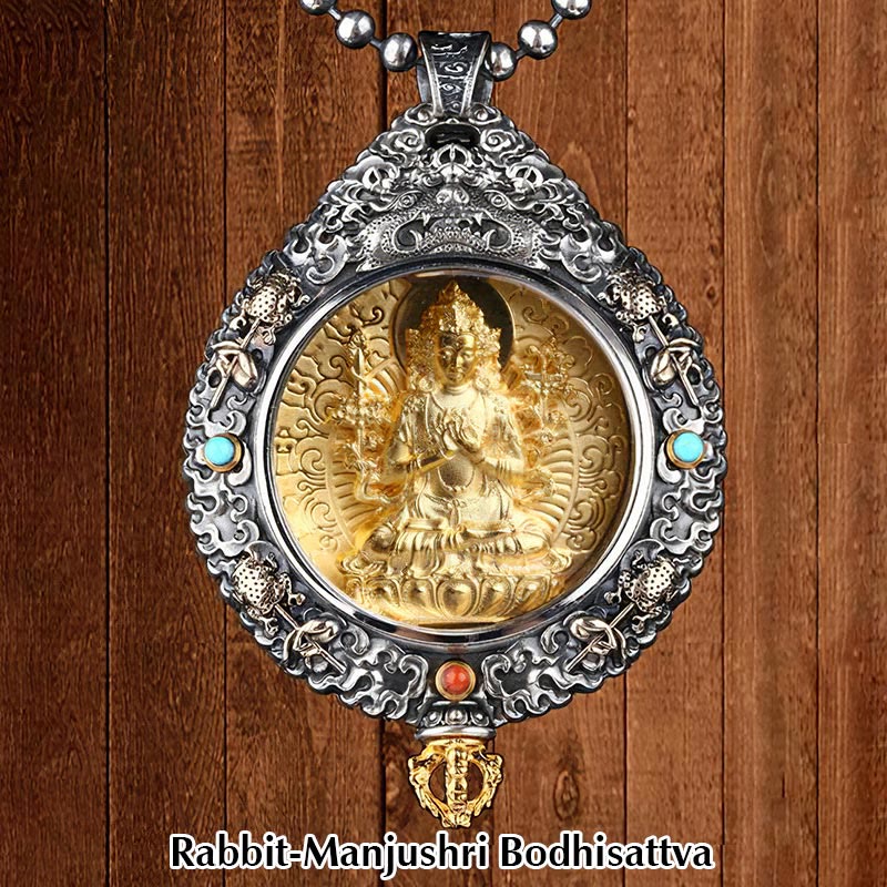 KarmaRipple's Chinese Zodiac Natal Buddha Thangka Nine Palaces Eight Diagrams Wealth Rotatable Pendant Necklace p23